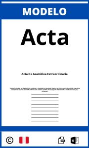 Modelo De Acta De Asamblea Extraordinaria Peru