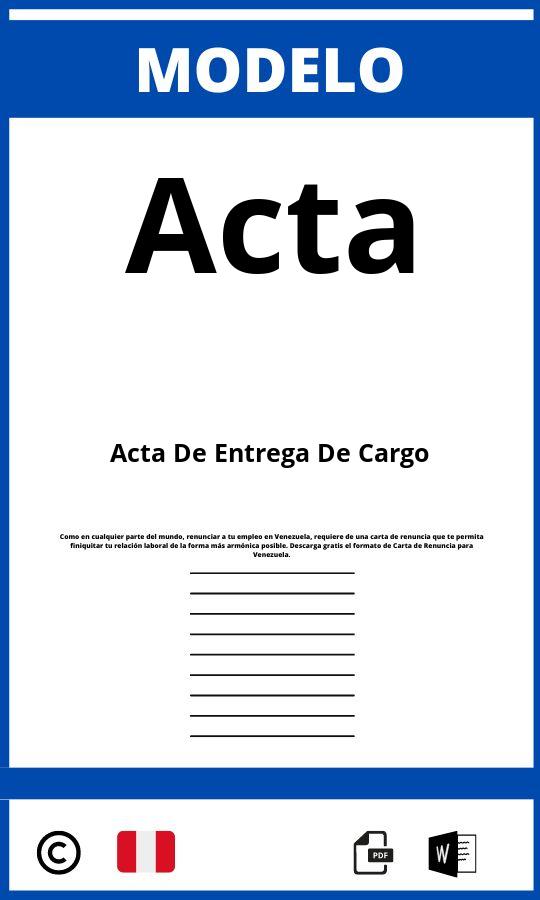 ▷ Modelo De Acta De Entrega De Cargo 2023