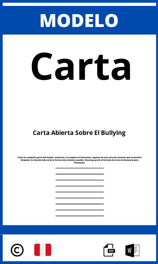 Modelo De Carta Abierta Sobre El Bullying