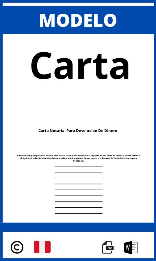 Modelo De Carta Notarial Para Devolucion De Dinero 2024