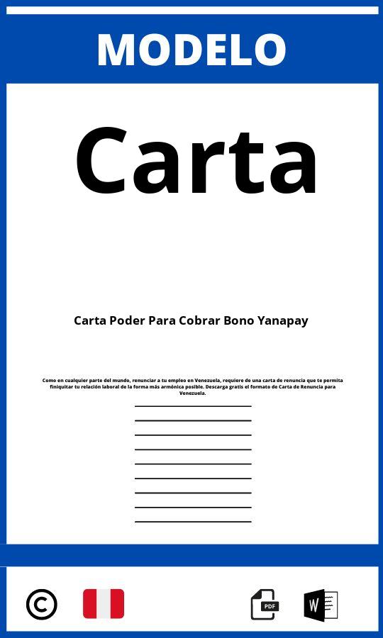 Modelo De Carta Poder Para Cobrar Bono Yanapay