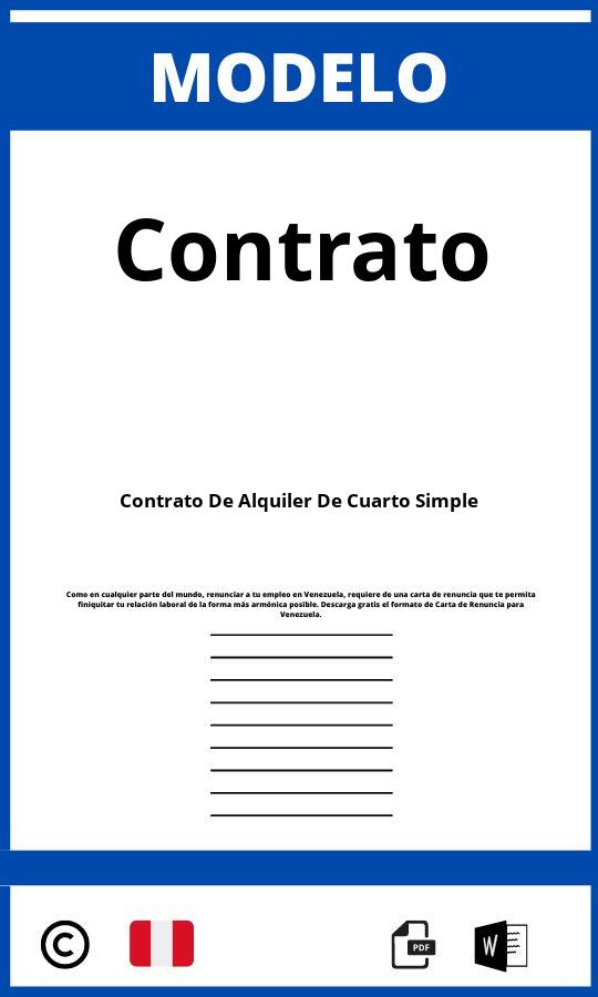 Modelo De Contrato De Alquiler De Cuarto Simple En Word