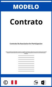 Modelo De Contrato De Asociacion En Participacion Peru