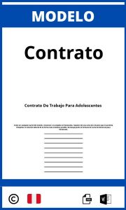 Modelo De Contrato De Trabajo Para Adolescentes Peru