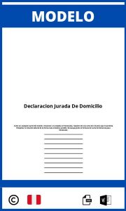 Modelo De Declaracion Jurada De Domicilio