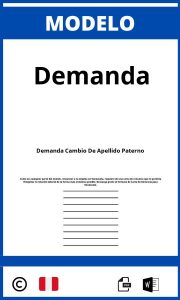 Modelo De Demanda Cambio De Apellido Paterno Peru