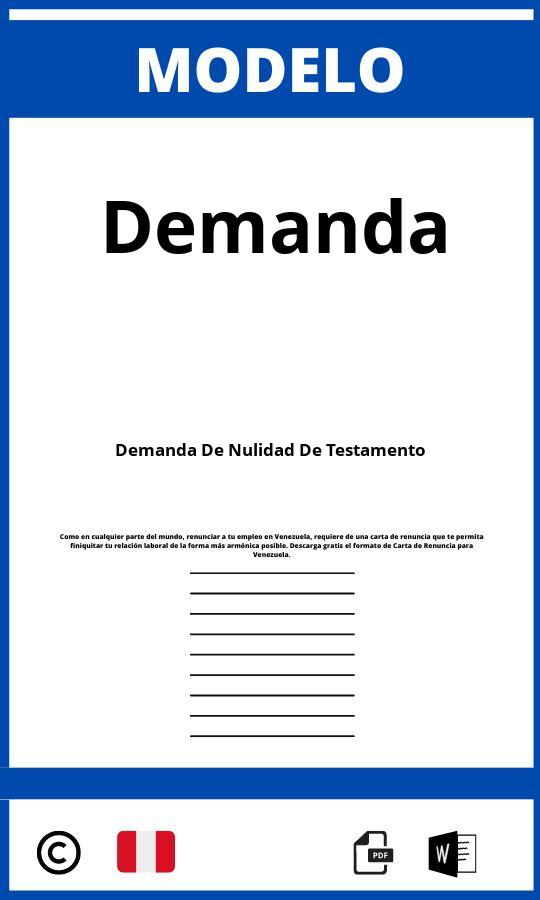 ▷ Modelo De Demanda De Nulidad De Testamento Peru 2023