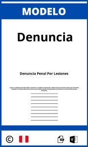 Modelo De Denuncia Penal Por Lesiones Peru
