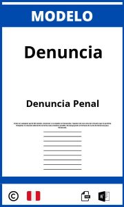 Modelo De Denuncia Penal Peru Pdf