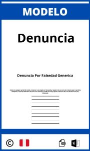 Modelo De Denuncia Por Falsedad Generica