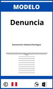 Modelo De Denuncia Por Violencia Psicológica Perú