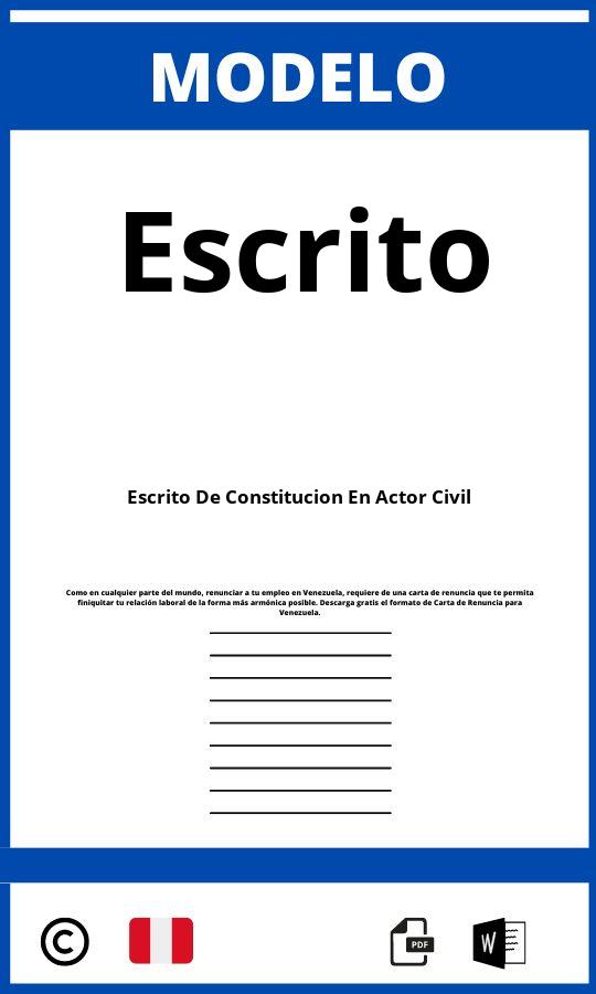 Modelo De Escrito De Constitucion En Actor Civil