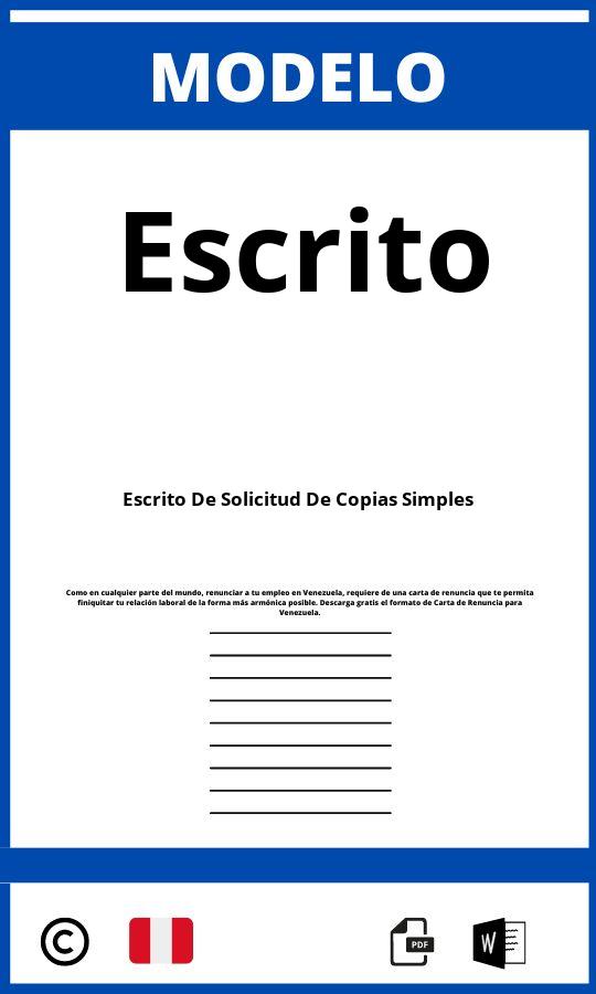 ▷ Modelo De Escrito De Solicitud De Copias Simples Peru 2023