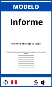 Modelo De Informe De Entrega De Cargo