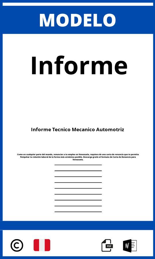 Modelo De Informe Tecnico Mecanico Automotriz Word