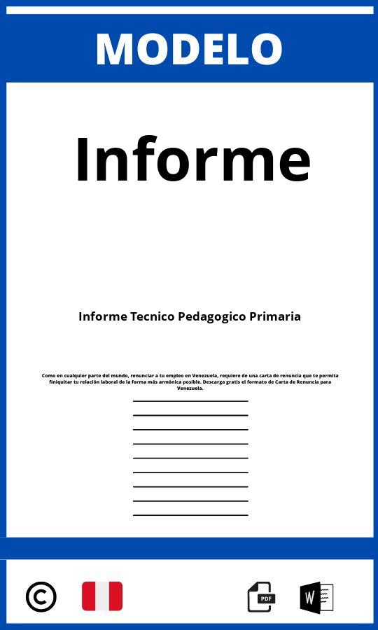 Modelo De Informe Tecnico Pedagogico Primaria