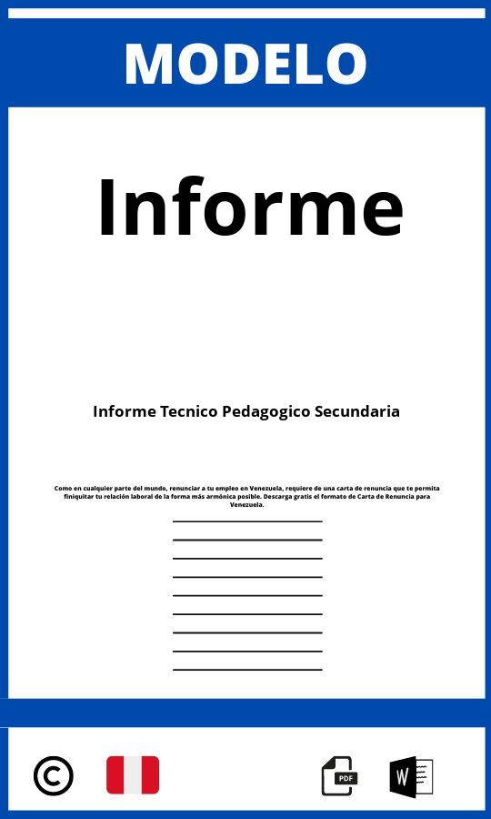 Modelo De Informe Tecnico Pedagogico  Secundaria
