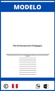 Modelo De Plan De Recuperacion Pedagogica