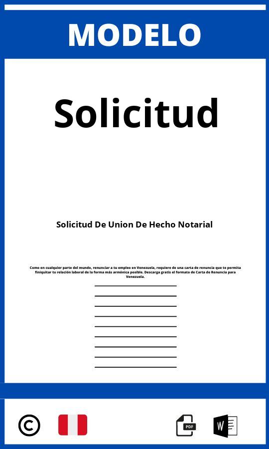 Modelo De Solicitud De Union De Hecho Notarial